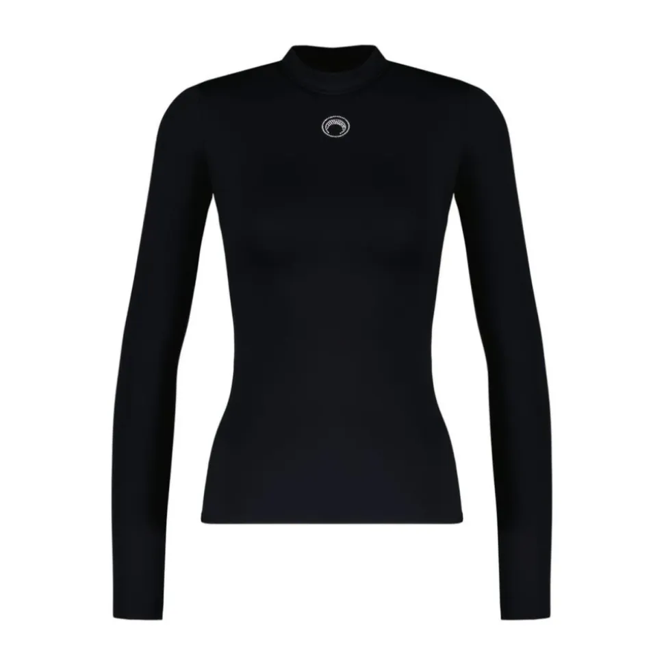 Top de cuello alto de punto con logo de luna y strass