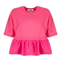 Top de Tafetán Fruncido Rouche en Fucsia