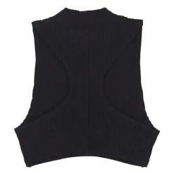 Top sin mangas de cuello alto y canalé