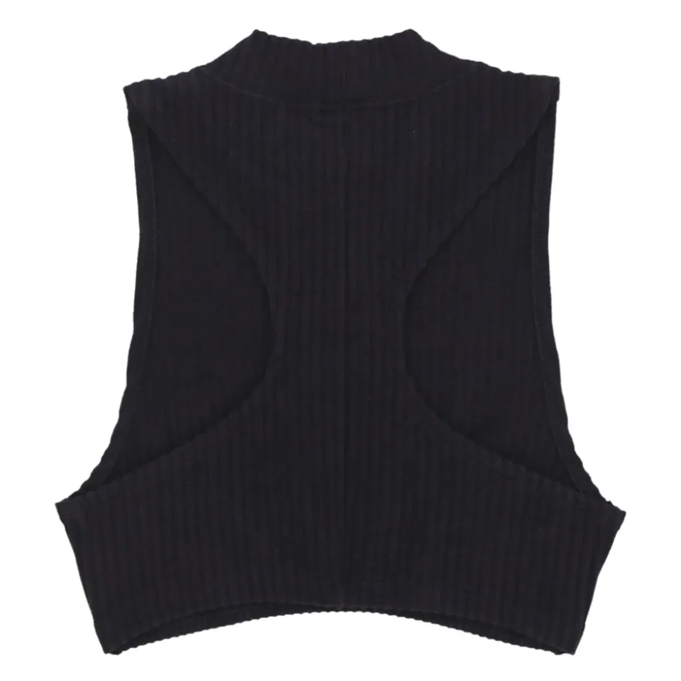 Top sin mangas de cuello alto y canalé