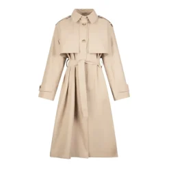 Trench largo en gabardina de algodón con foulard