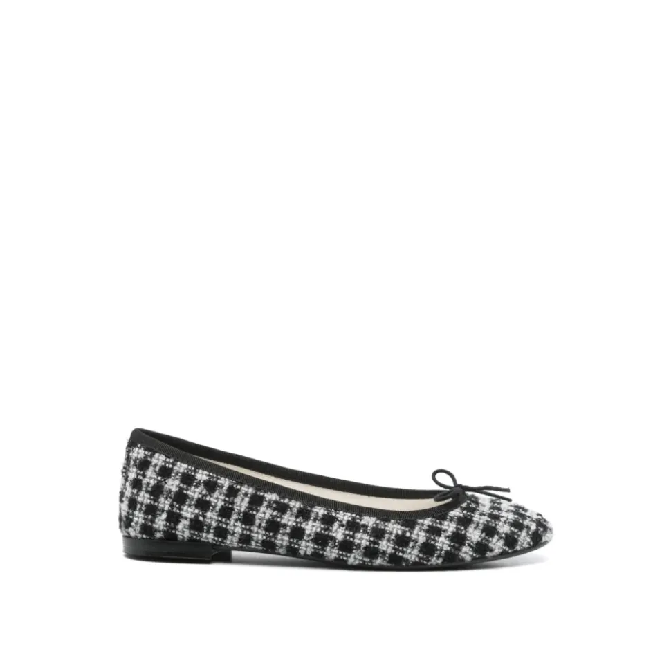Tweed Ballerina Ballet Flats Noir