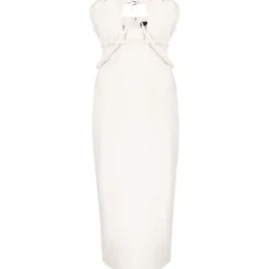 Vestido Blanco sin Tirantes con Detalles