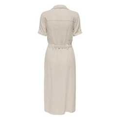 VESTIDO CAMISERO DE LINO EN MOONBEAM BEIGE