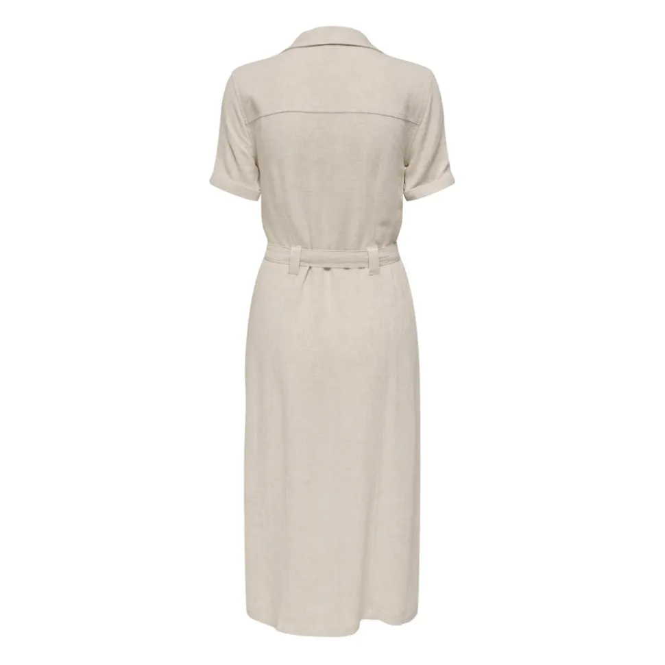 VESTIDO CAMISERO DE LINO EN MOONBEAM BEIGE