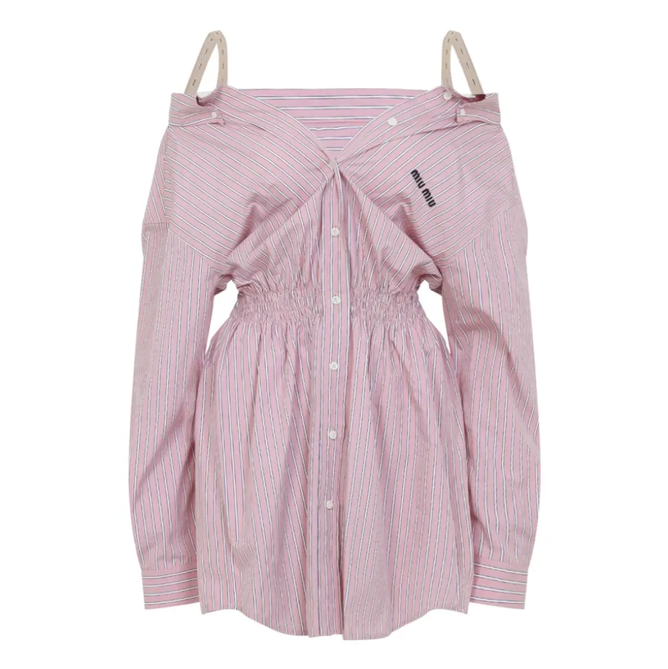 Vestido Camisero de Popelina a Rayas