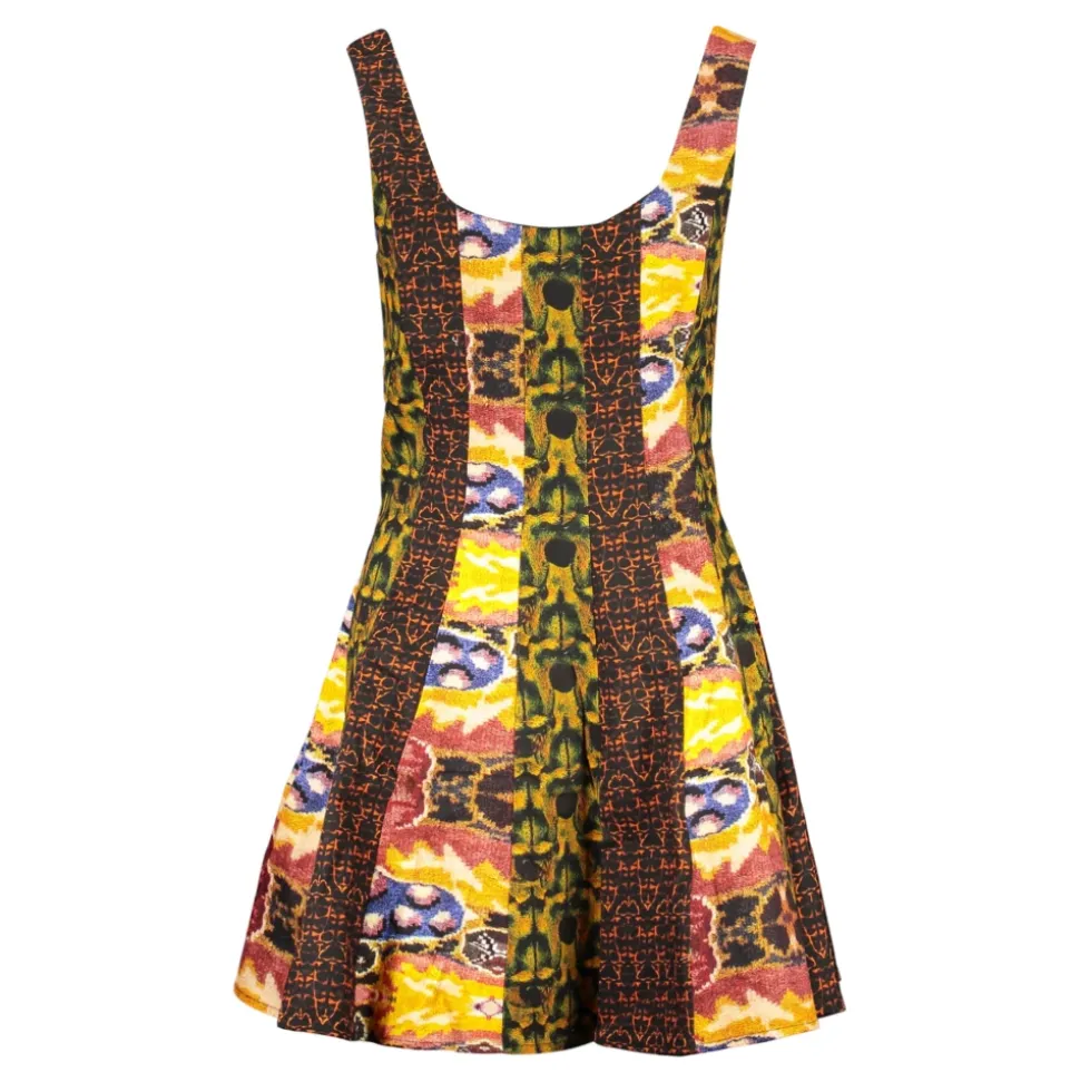 Vestido corto estampado con cuello cuadrado