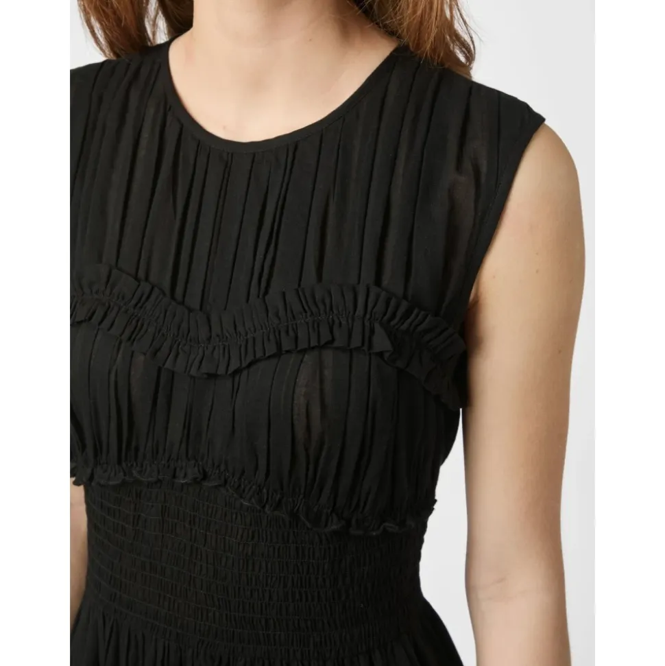 Vestido de Voile Negro con Smock