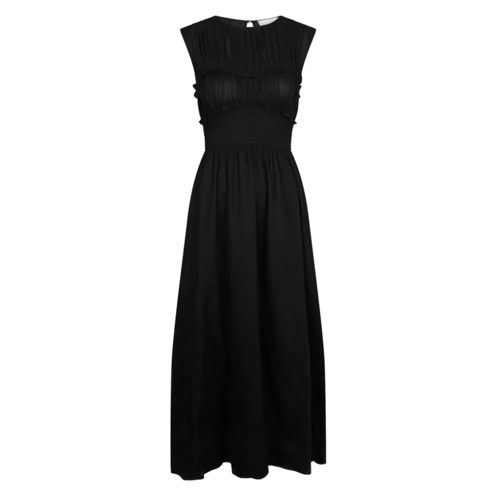 Vestido de Voile Negro con Smock