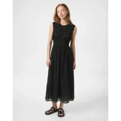 Vestido de Voile Negro con Smock