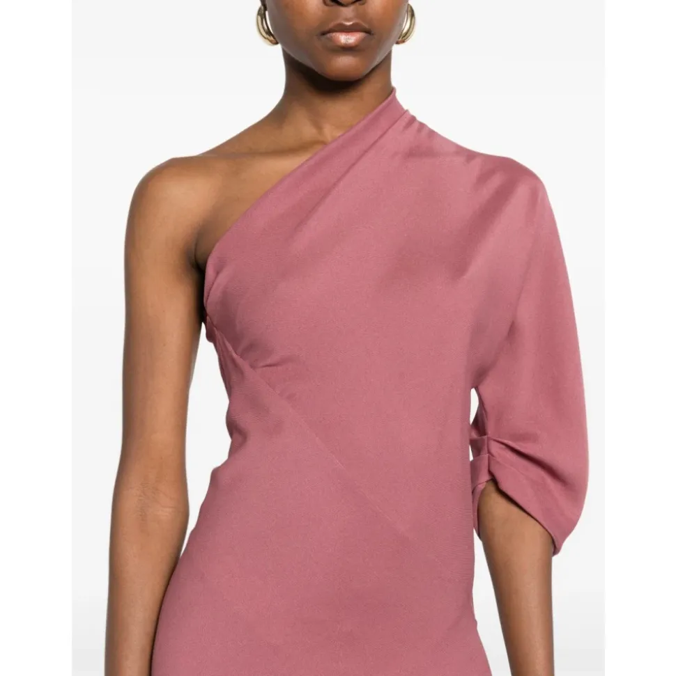 Vestido Drapeado de Un Hombro