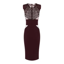 Vestido en crepé ligero y tejidos de tul con bordados efecto cocodrilo