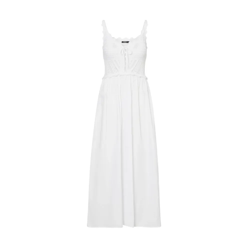 Vestido Largo con Encaje Calado