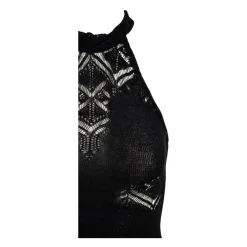 Vestido Largo de Lino con Encaje de Punto