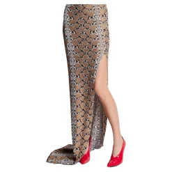 Vestido largo de punto con estampado de serpiente y tirantes