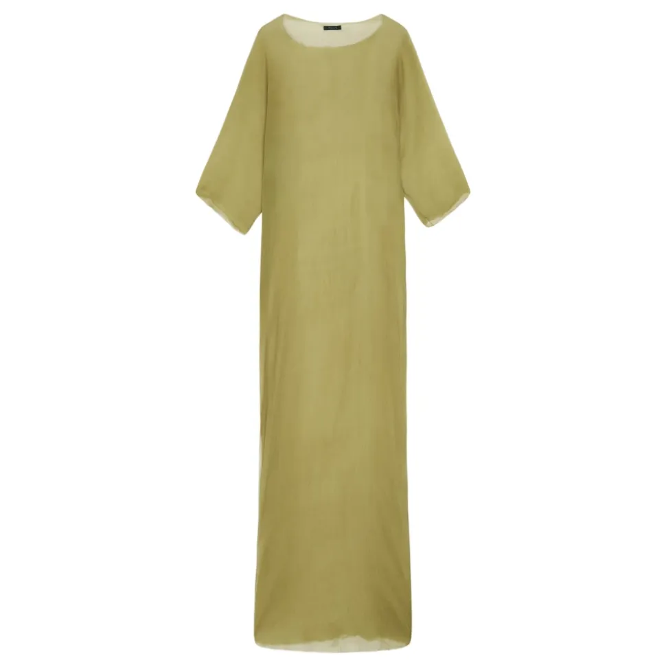 Vestido Largo de Seda Pistacho
