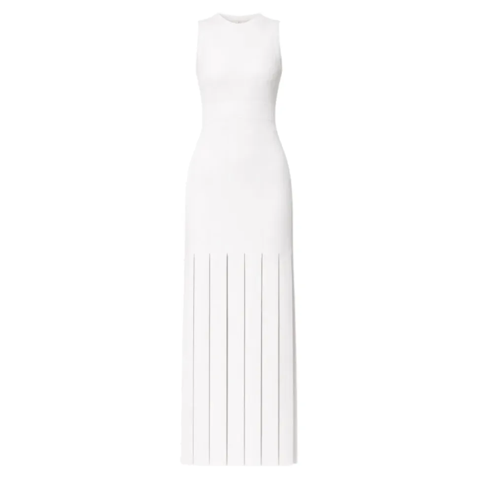 Vestido Maxi de Punto con Flecos