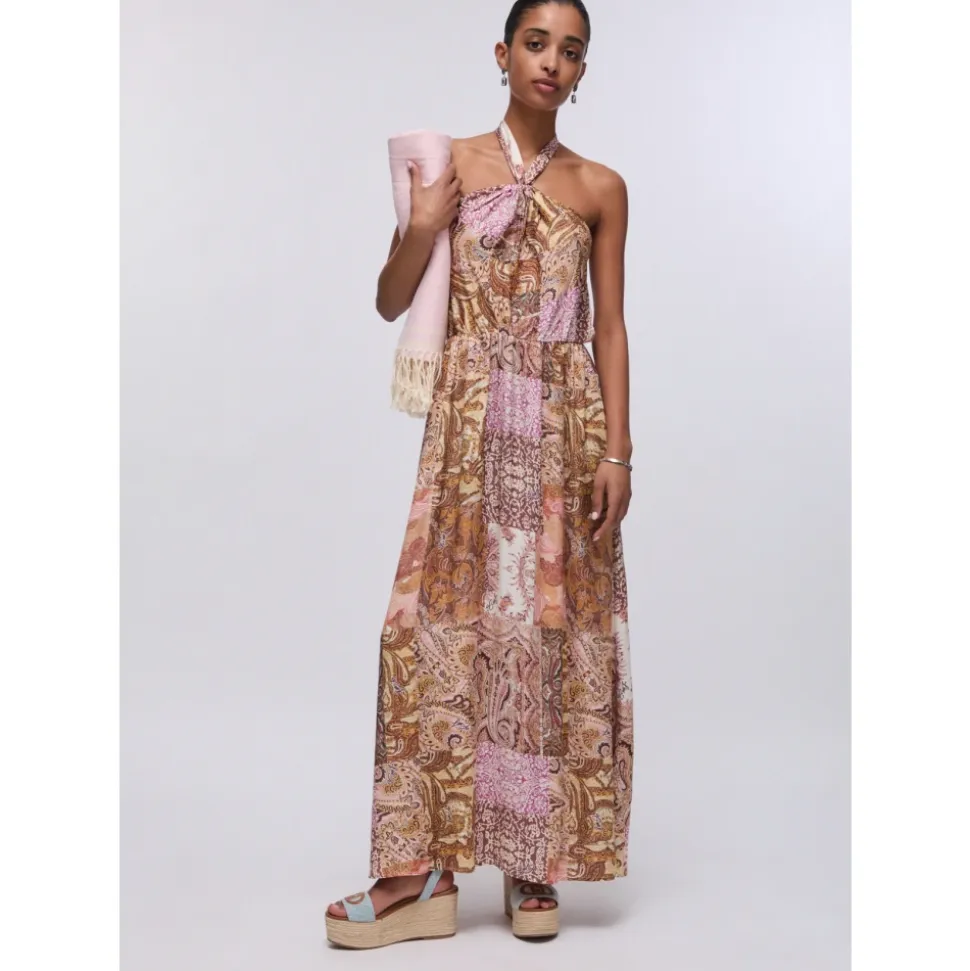 Vestido Maxi de Satén Estampado