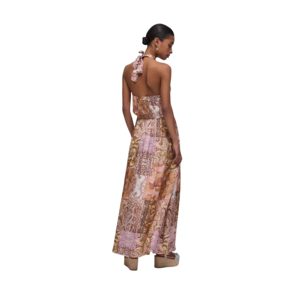 Vestido Maxi de Satén Estampado