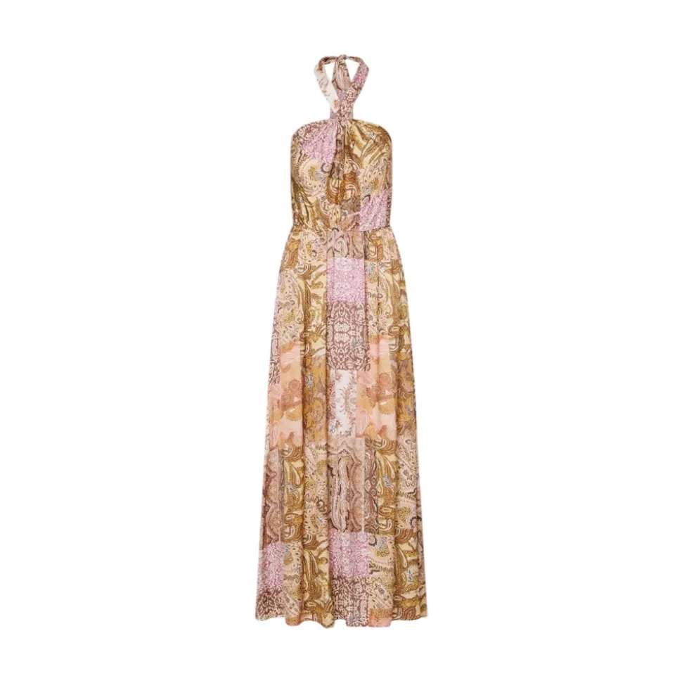 Vestido Maxi de Satén Estampado