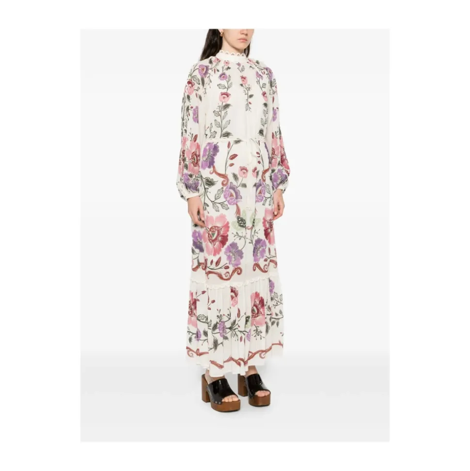 Vestido Maxi Floral con Lazo al Cuello