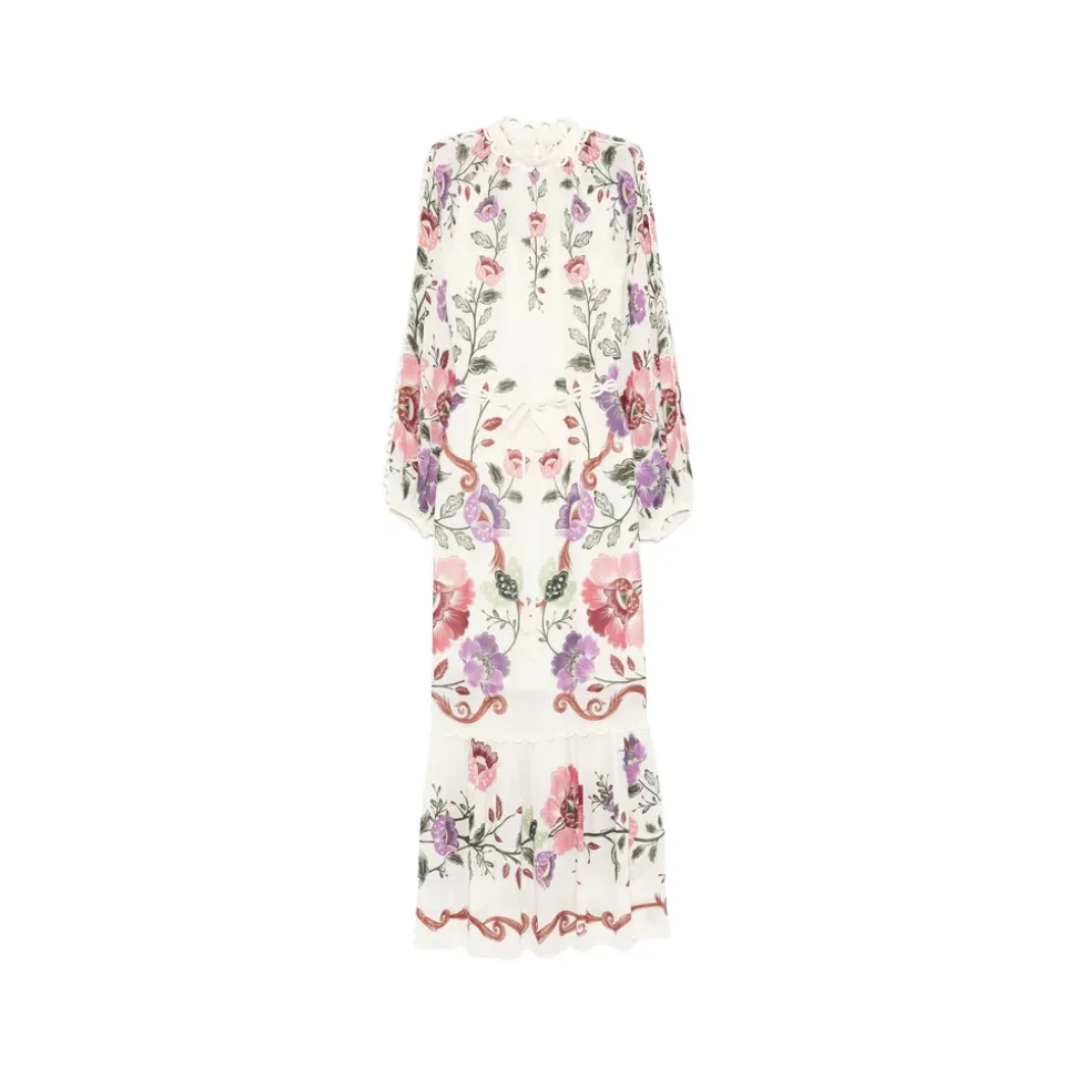 Vestido Maxi Floral con Lazo al Cuello