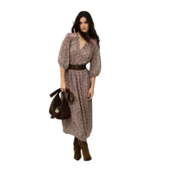 Vestido midi con cuello en V estilo tunecino