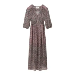 Vestido midi con cuello en V estilo tunecino