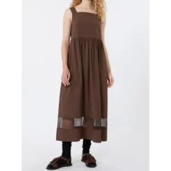 Vestido Midi Sin Mangas de Popelina de Algodón