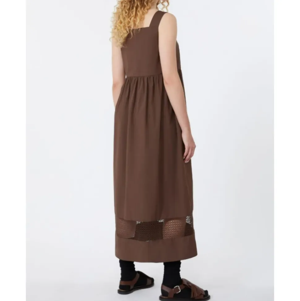 Vestido Midi Sin Mangas de Popelina de Algodón