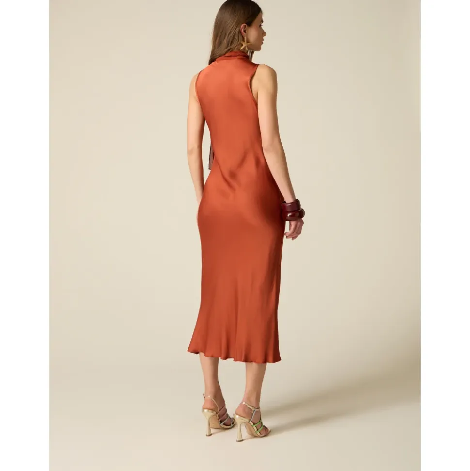 Vestido tubo de satén viscosa