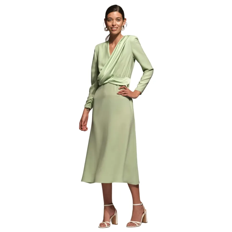 Vestido Verde Abril - 46, Estilo Midi Elegante