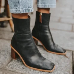 West Vintage Botines de Cuero Negro