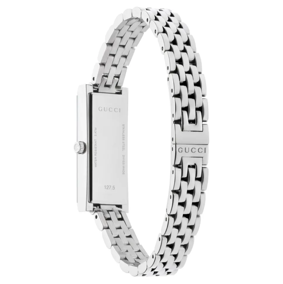 YA127504 - Caja de acero G-Frame, esfera negra con 3 diamantes, brazalete de acero