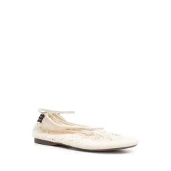 Zapatillas de ballet con tira al tobillo de cuero blanco