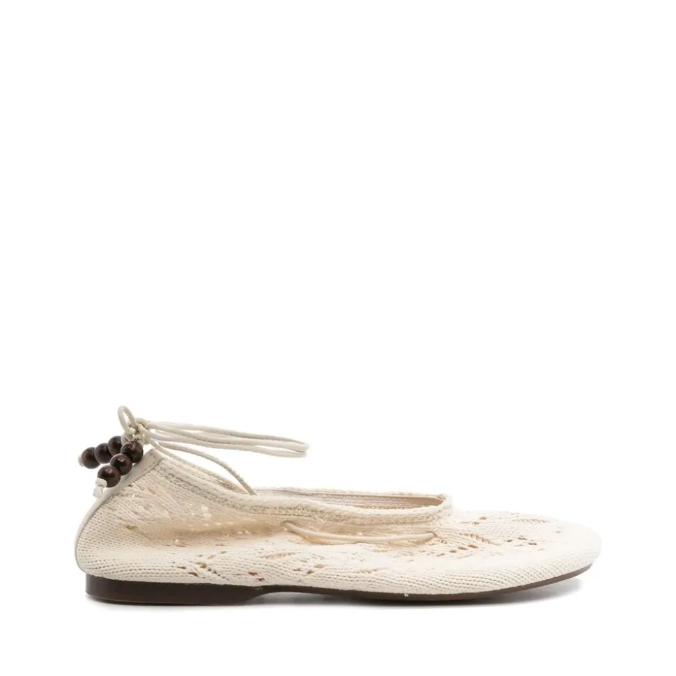 Zapatillas de ballet con tira al tobillo de cuero blanco