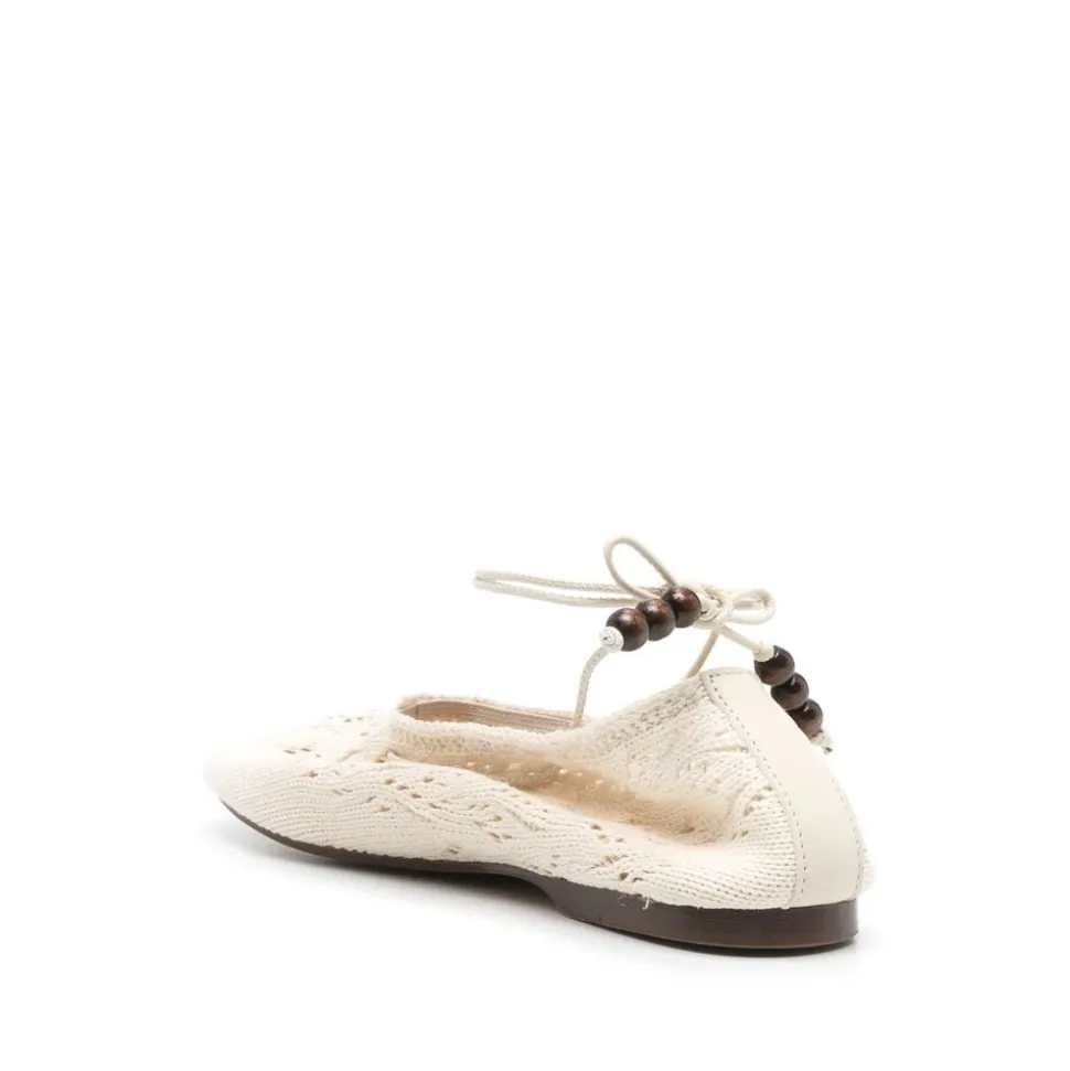 Zapatillas de ballet con tira al tobillo de cuero blanco