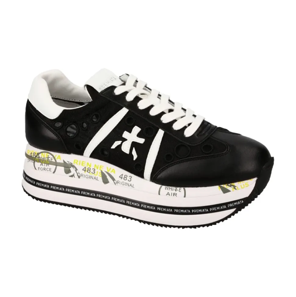 Zapatillas Deportivas Perforadas con Cordones y Suela de Plataforma