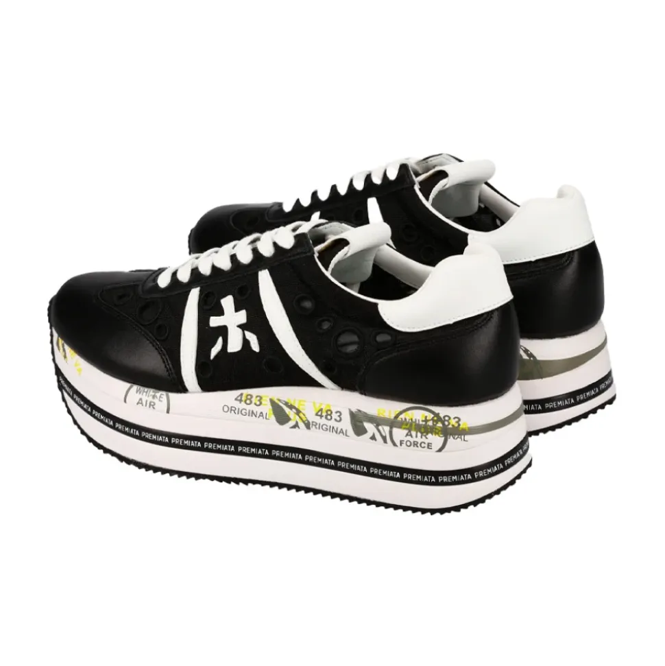 Zapatillas Deportivas Perforadas con Cordones y Suela de Plataforma
