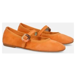 Zapato Plano de Gamuza Naranja Suave