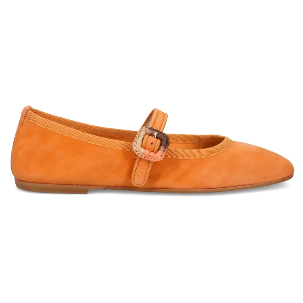 Zapato Plano de Gamuza Naranja Suave