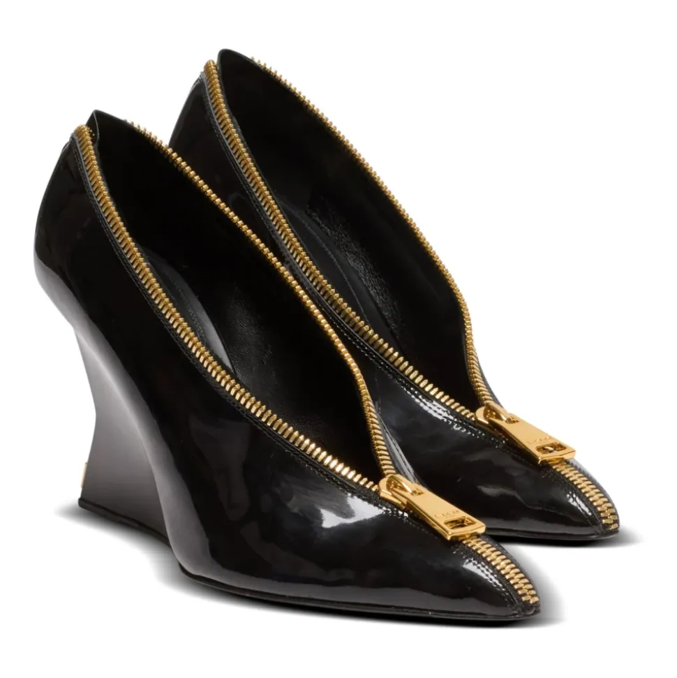 Zapatos de cuña Zip Wedge en cuero de patente