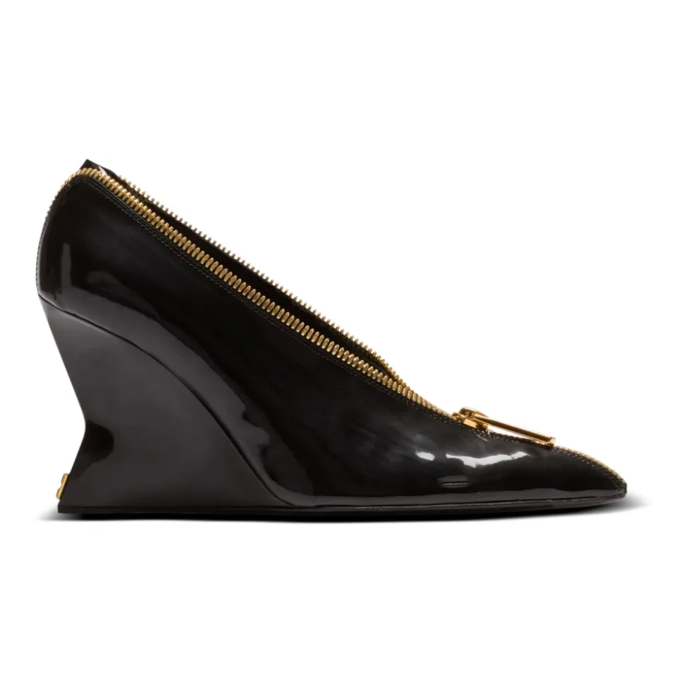 Zapatos de cuña Zip Wedge en cuero de patente
