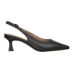 Zapatos de Salón Destalonados de Cuero con Pedrería