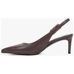 Zapatos de Salón Destalonados de Cuero con Tacón de Aguja