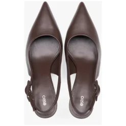 Zapatos de Salón Destalonados de Cuero con Tacón de Aguja