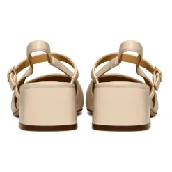 Zapatos de Salón Destalonados con Tacón Bloque Marisol - Beige Claro
