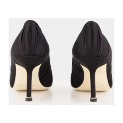 Zapatos de Satén Negro con Hebilla de Cristal