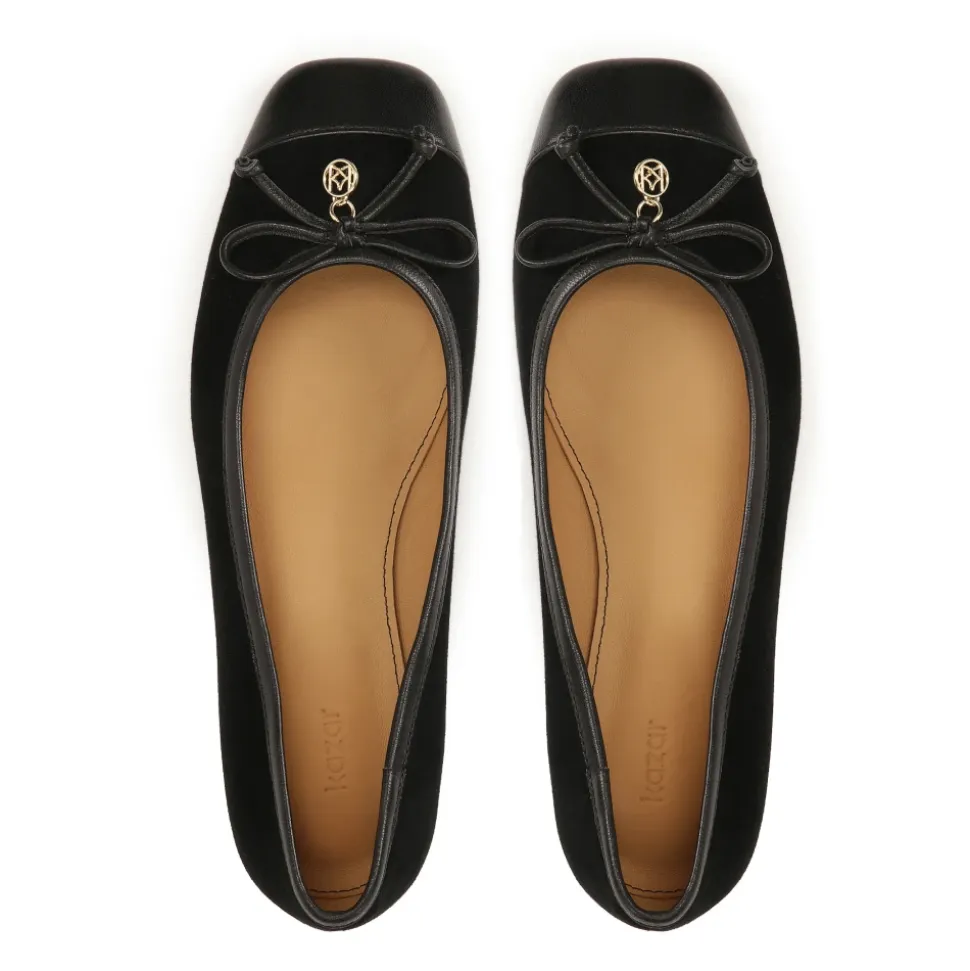 Zapatos de tacón bajo en ante y cuero liso