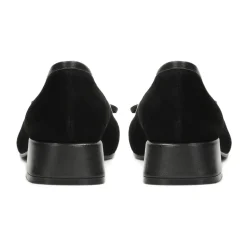 Zapatos de tacón bajo en ante y cuero liso